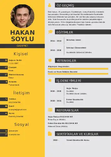 Gazeteci CV Örnekleri cv indir